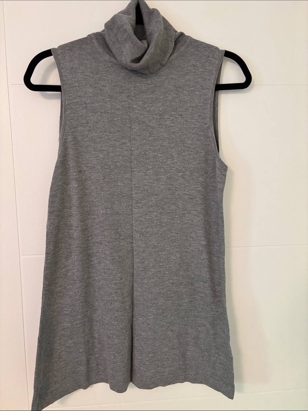 Jana Sleeveless Long Turtleneck Knit Sweater - Gray